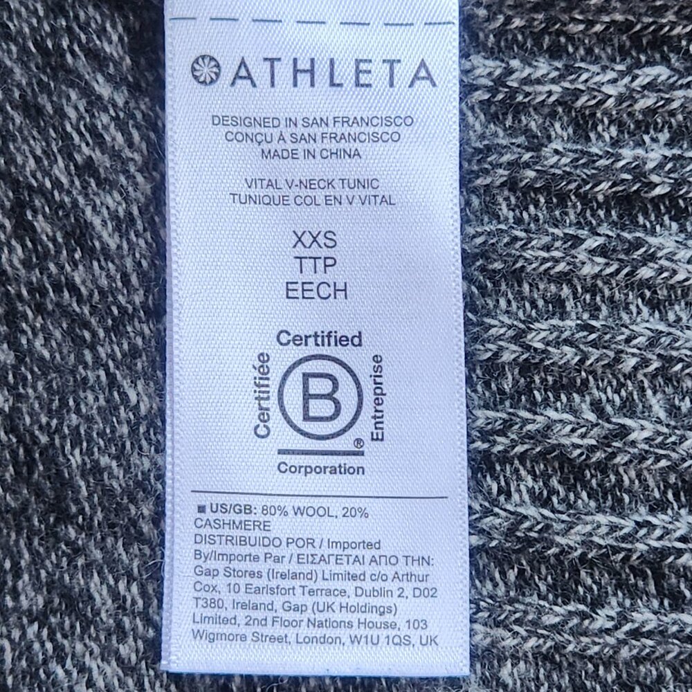 NWOT Athleta Vital V Wool/Cashmere Tunic Sweater Marled Grey - Picture 4 of 12